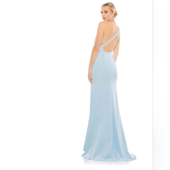 Ieena for Mac Duggal,‎ One Shoulder Mermaid Gown, Powder Blue, Size 6, NWT - Picture 1 of 16